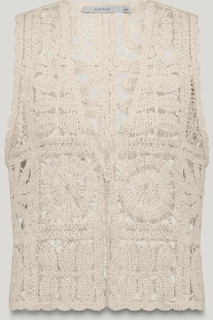 Summum Woman Gilet flower crochet knit 7s7921-70021 122 ivory
