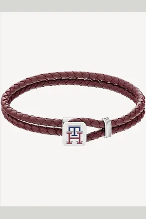 Tommy Hilfiger TH Monogram wijnrode leren armband