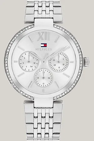 Tommy Hilfiger Rvs horloge met kristallen op de bezel