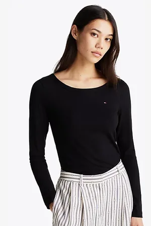 Tommy Hilfiger Slim fit longsleeve T-shirt met ribtextuur