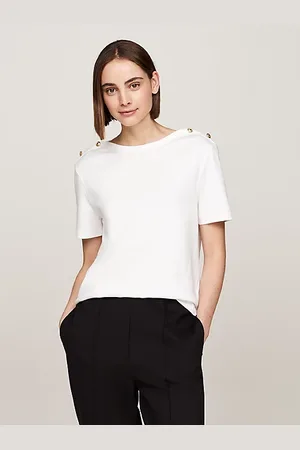 Tommy Hilfiger T-shirt met goudkleurige knopen