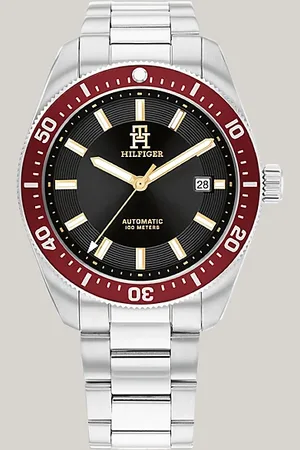 Tommy Hilfiger Horloge met rode bezel en TH-monogram