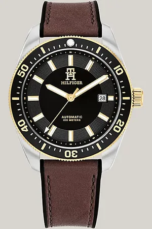 Tommy Hilfiger Horloge met leren band en TH-monogram