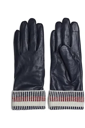 Tommy Hilfiger Leren handschoenen met ribgebreide boorden