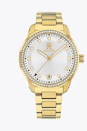 Tommy Hilfiger Verguld horloge met kristallen