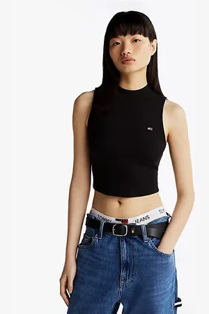 Tommy Hilfiger Slim fit cropped tanktop met opstaande kraag