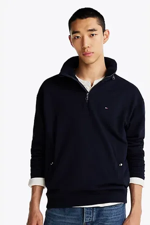 Tommy Hilfiger Sweatshirt met 1/4-rits en geborduurde vlag