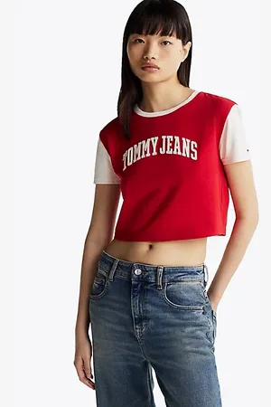 Tommy Hilfiger Varsity cropped T-shirt met logo