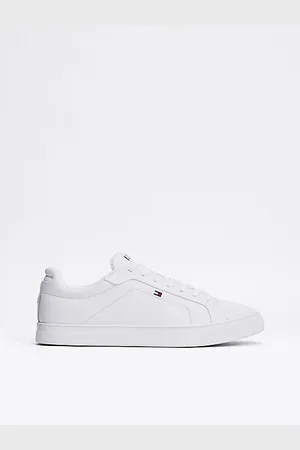 Tommy Hilfiger Leren court sneaker met geborduurde vlag