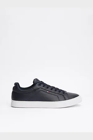 Tommy Hilfiger Leren court sneaker met geborduurde vlag