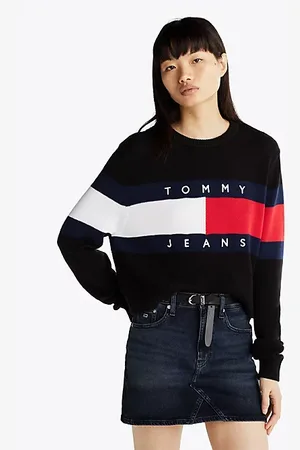 Tommy Hilfiger Colour-blocked relaxed fit trui met vlag