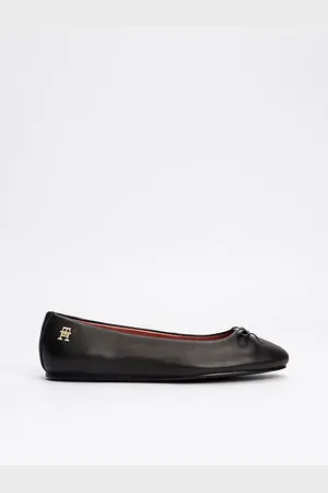 Tommy Hilfiger Leren ballerina met strikje en TH-monogram