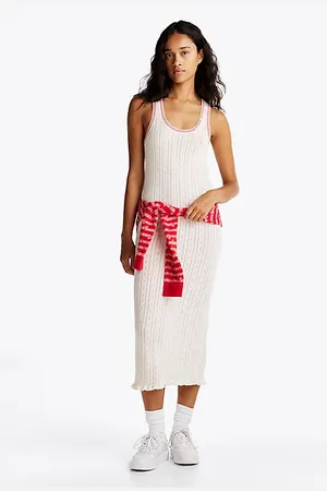 Tommy Hilfiger Slim fit gebreide maxi-jurk met ajourmotief