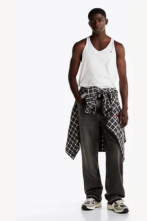Tommy Hilfiger Zwarte faded regular straight leg jeans