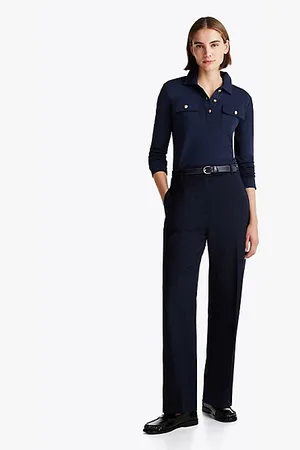 Tommy Hilfiger Relaxed straight leg broek van wolmix
