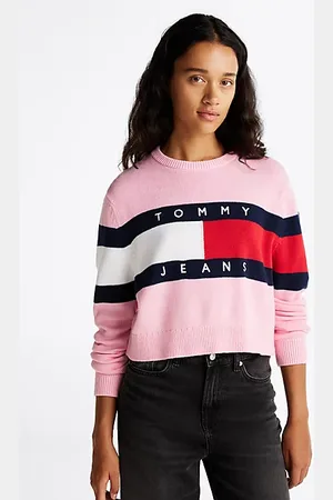 Tommy Hilfiger Colour-blocked relaxed fit trui met vlag