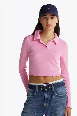 Tommy Hilfiger Slim fit cropped polo met lange mouwen