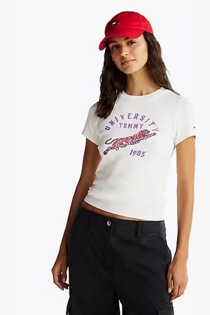 Tommy Hilfiger Geribd slim fit T-shirt met logo