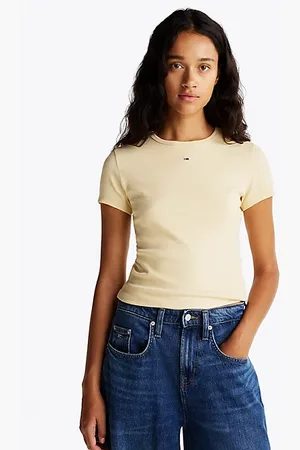 Tommy Hilfiger Geribd slim fit T-shirt met ronde hals
