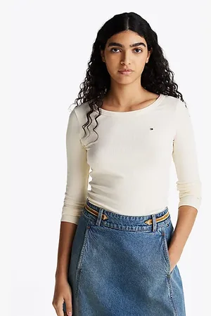 Tommy Hilfiger Slim fit longsleeve T-shirt met ribtextuur