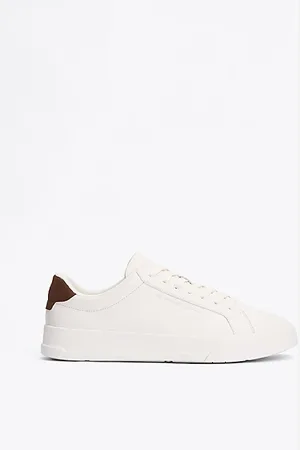 Tommy Hilfiger Leren court sneaker met contrasterende hiel