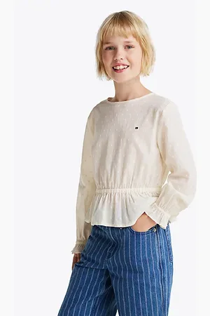 Tommy Hilfiger Dobbykatoenen blouse met ruches