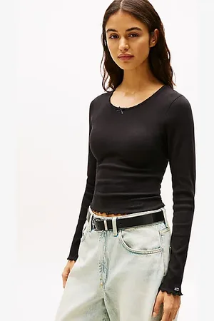 Tommy Hilfiger Longsleeve T-shirt met geschulpte rand
