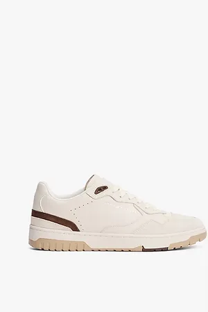Tommy Hilfiger Leren basketbalsneaker met gemengde texturen