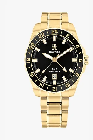 Tommy Hilfiger Verguld horloge met zwarte wijzerplaat