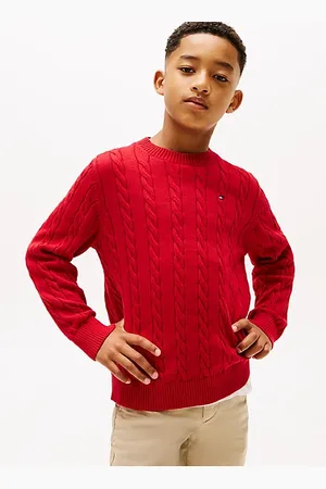 Tommy Hilfiger Kabelgebreide trui met ronde hals