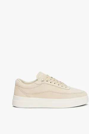 Tommy Hilfiger Leren court sneaker met metallic logo