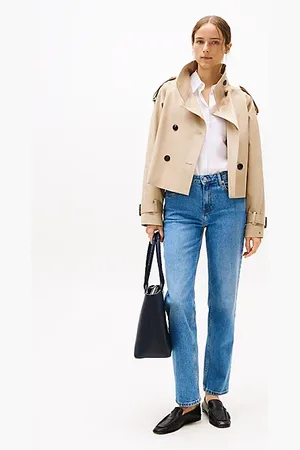Tommy Hilfiger Medium rise straight jeans met fading