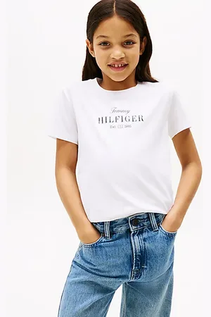 Tommy Hilfiger T-shirt met ronde hals en glitterlogo