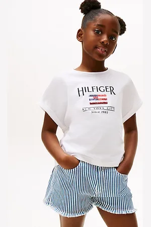 Tommy Hilfiger Relaxed fit T-shirt met paillettenvlag