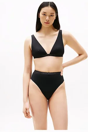 Tommy Hilfiger Diep uitgesneden bikinitop met ton-sur-ton logo