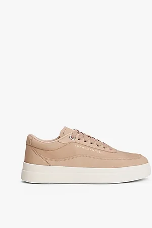 Tommy Hilfiger Leren court sneaker met metallic logo