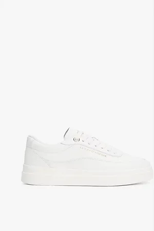 Tommy Hilfiger Leren basketbalsneaker met plateauzool