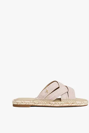 Tommy Hilfiger Chambray muiltje met espadrillezool en kruisbandjes