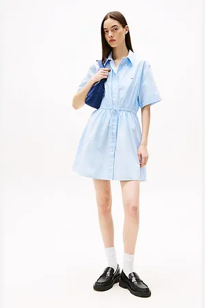 Tommy Hilfiger Relaxed fit mini-overhemdjurk met strepen