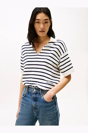 Tommy Hilfiger Gestreepte gebreide polotrui met korte mouwen