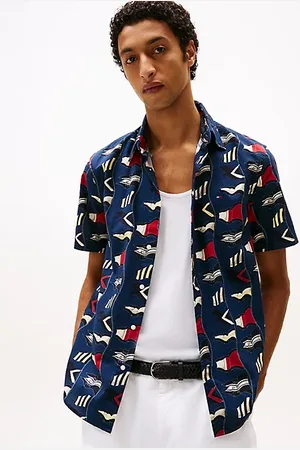 Tommy Hilfiger Regular fit poplin overhemd met vlaggenprint