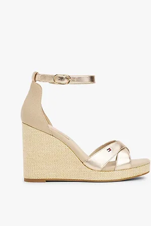 Tommy Hilfiger Metallic espadrillesandaal met sleehak