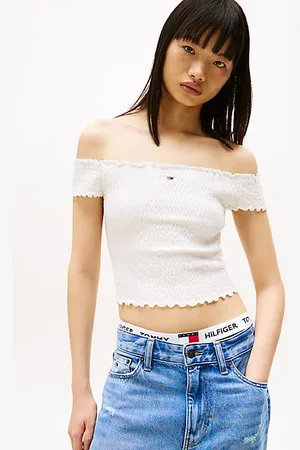 Tommy Hilfiger Slim fit cropped smocktop