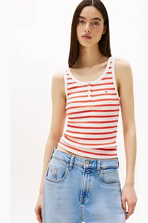 Tommy Hilfiger Ribgebreide slim fit tanktop met diepe hals