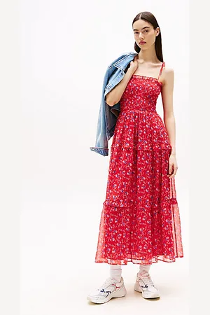 Tommy Hilfiger Chiffon maxi-wikkeljurk met bloemenprint