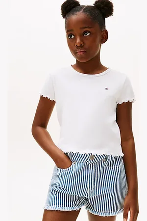 Tommy Hilfiger Geribde slim fit top met ruches