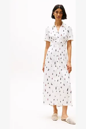 Tommy Hilfiger Maxi-overhemdjurk met print en cut-out