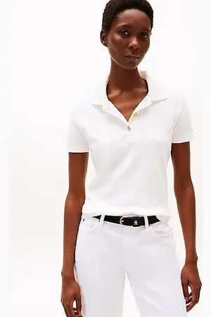 Tommy Hilfiger Getailleerd poloshirt met goudkleurige knopen