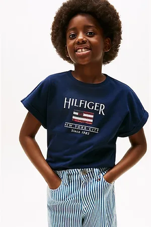 Tommy Hilfiger Relaxed fit T-shirt met paillettenvlag