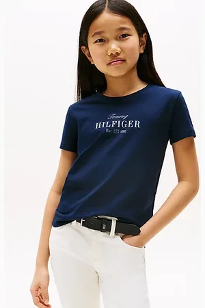 Tommy Hilfiger T-shirt met ronde hals en glitterlogo